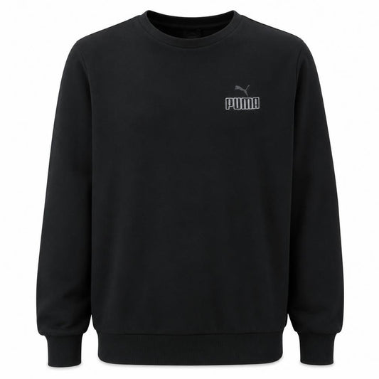 Front view of Puma Men's Black XL Crew Neck Pullover Sweatshirt