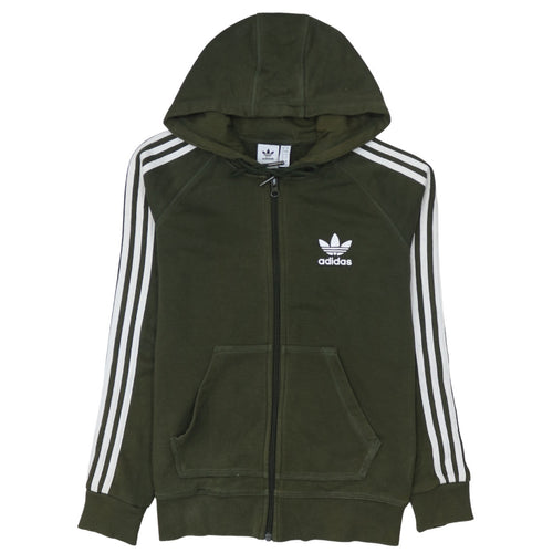 Adidas Women’s Green Full Zip Hoodie UK 8 Classic Hooded Sweatshirt