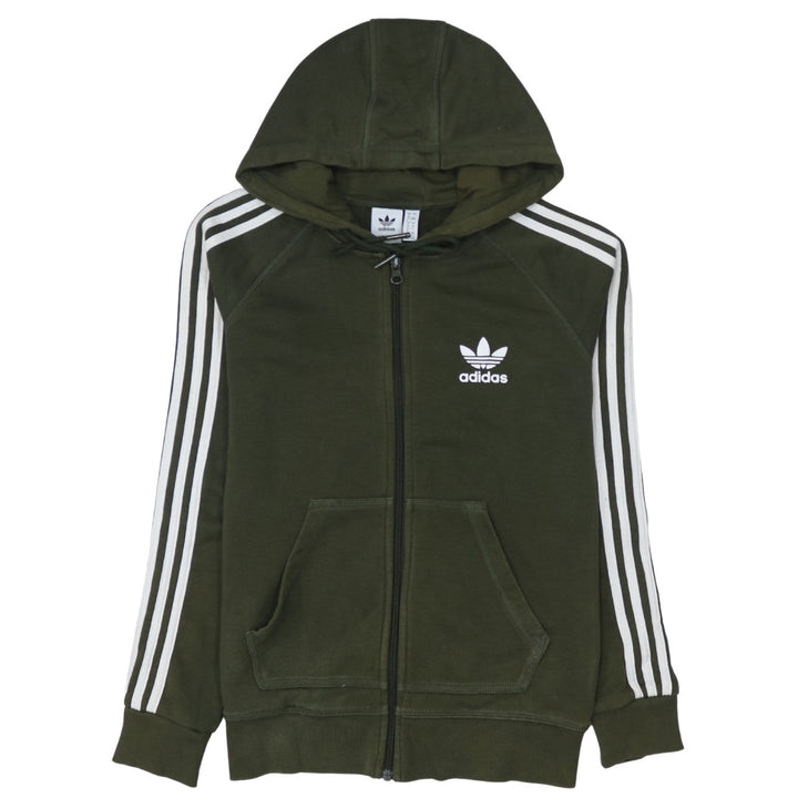Adidas Women’s Green Full Zip Hoodie UK 8 Classic Hooded Sweatshirt