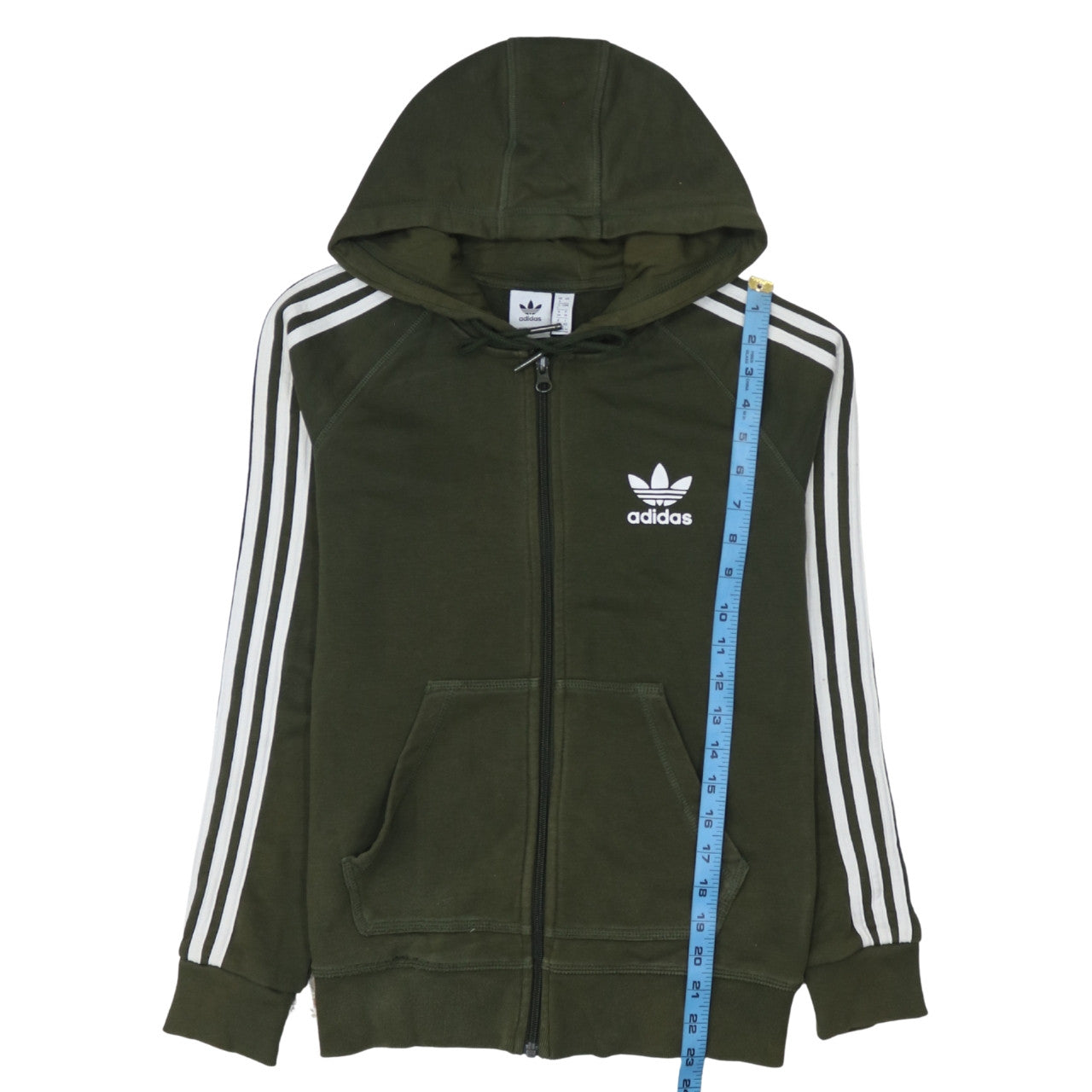 Adidas Women’s Green Full Zip Hoodie UK 8 Classic Hooded Sweatshirt