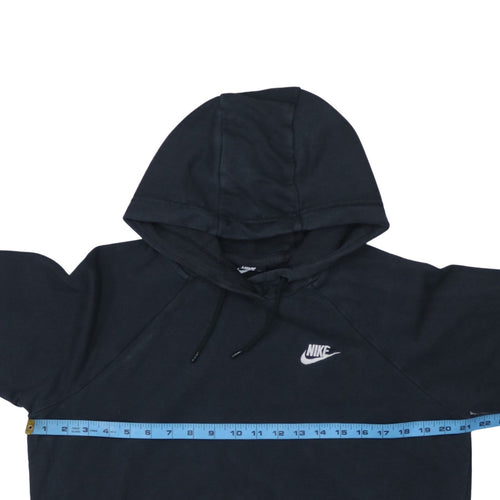 Nike Women Black Medium Pullover Hoodie Cotton Blend Logo Sportswear