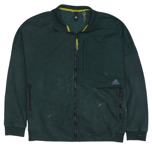 Adidas Men’s Green Full Zip Fleece Sweatshirt XL Regular Fit