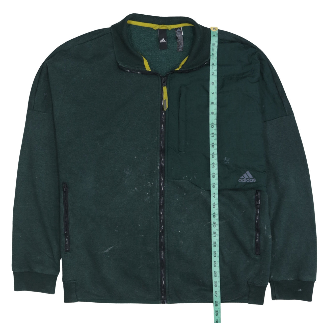 Adidas Men’s Green Full Zip Fleece Sweatshirt XL Regular Fit