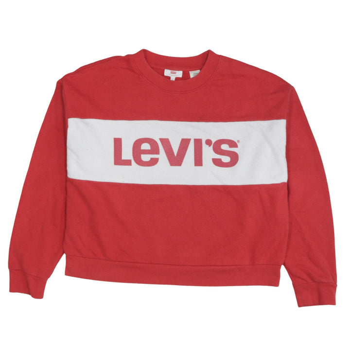 Levi's Women's Red Logo Crew Neck Pullover Sweatshirt Size S