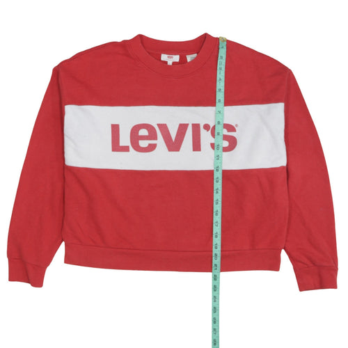 Levi's Women's Red Logo Crew Neck Pullover Sweatshirt Size S