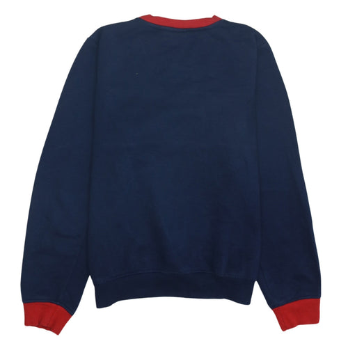 FILA Boys Blue Red Colourblock Sweatshirt 164cm Cotton Blend Logo Crew Neck