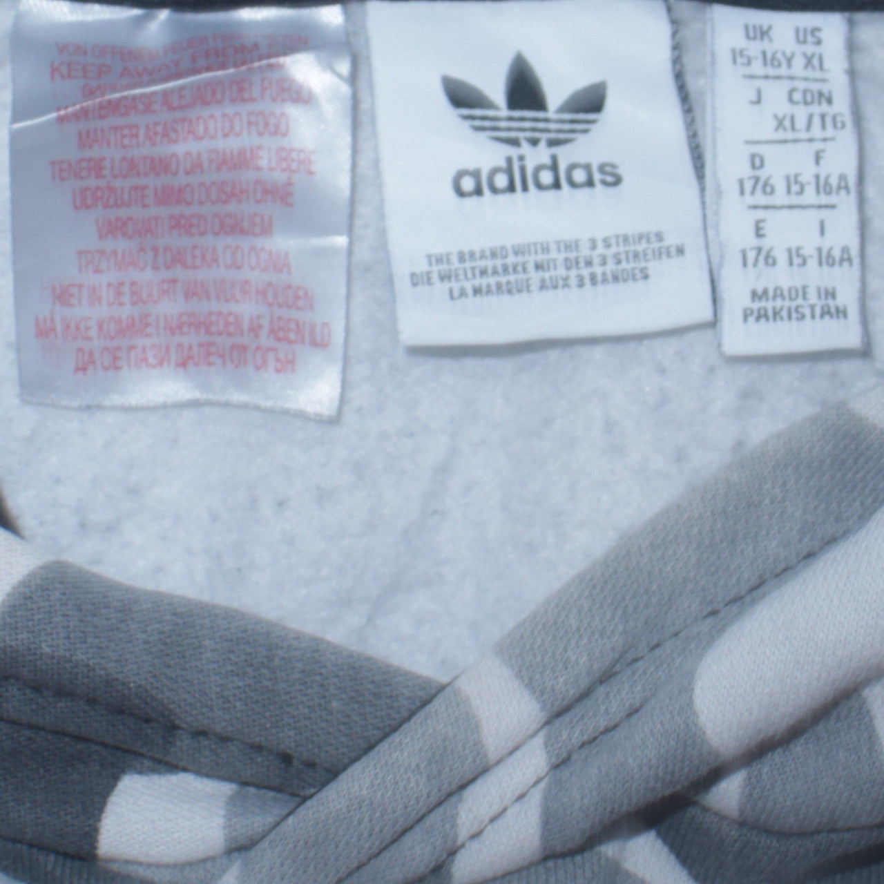 Adidas Boys Grey Camouflage Pullover Hoodie XL 15-16 Years Cotton Blend