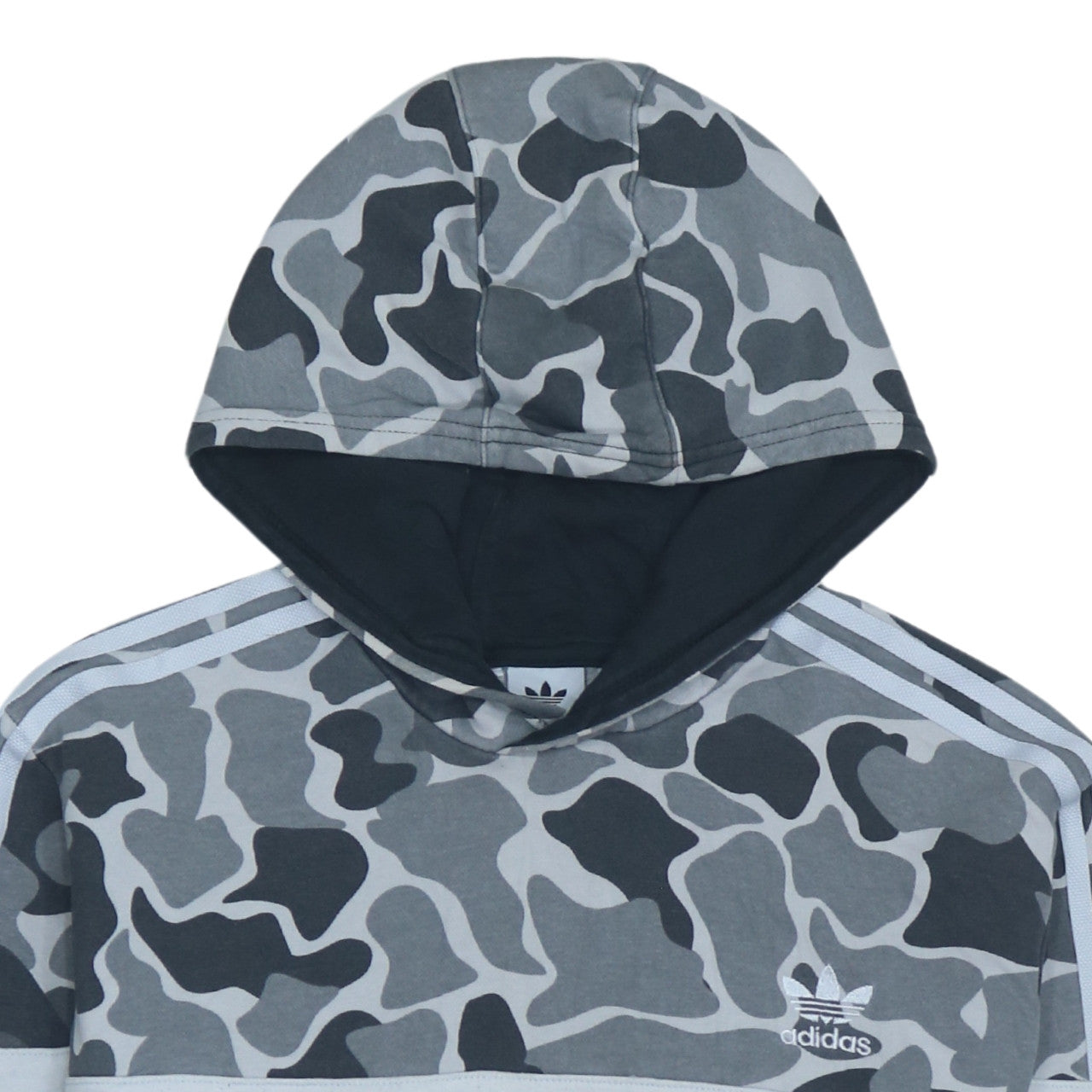 Adidas Boys Grey Camouflage Pullover Hoodie XL 15-16 Years Cotton Blend