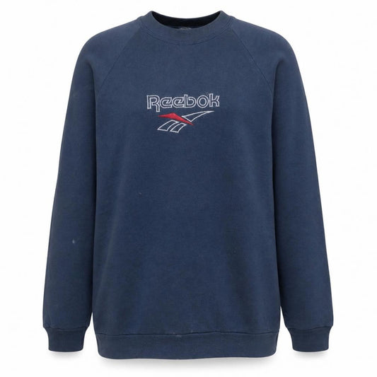 Front view of Reebok Women’s Blue Crew Neck Pullover Sweatshirt, size L