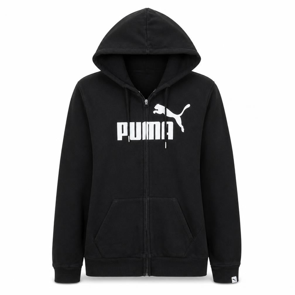 Front view of Puma Women's Black, size 12, Full Zip Hoodie Sweatshirt