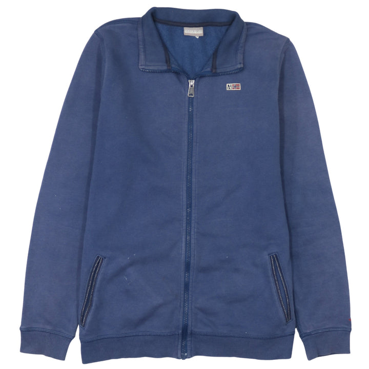Napapijri Mens Blue Full Zip Sweatshirt Size L Logo Outdoor
