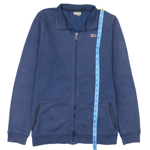 Napapijri Mens Blue Full Zip Sweatshirt Size L Logo Outdoor