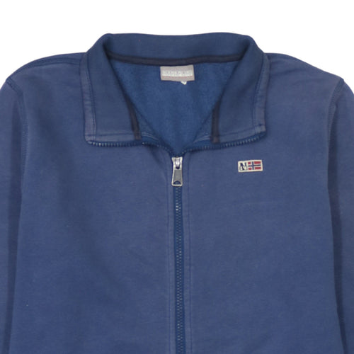 Napapijri Mens Blue Full Zip Sweatshirt Size L Logo Outdoor
