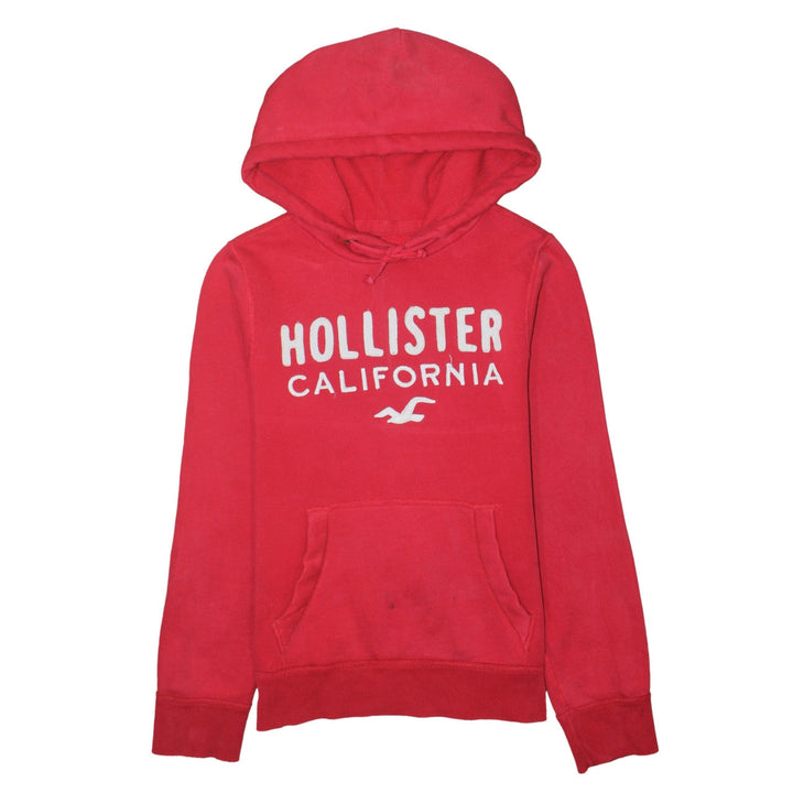 Hollister Men's Red Pullover Hoodie M Logo Graphic Cotton Fleece