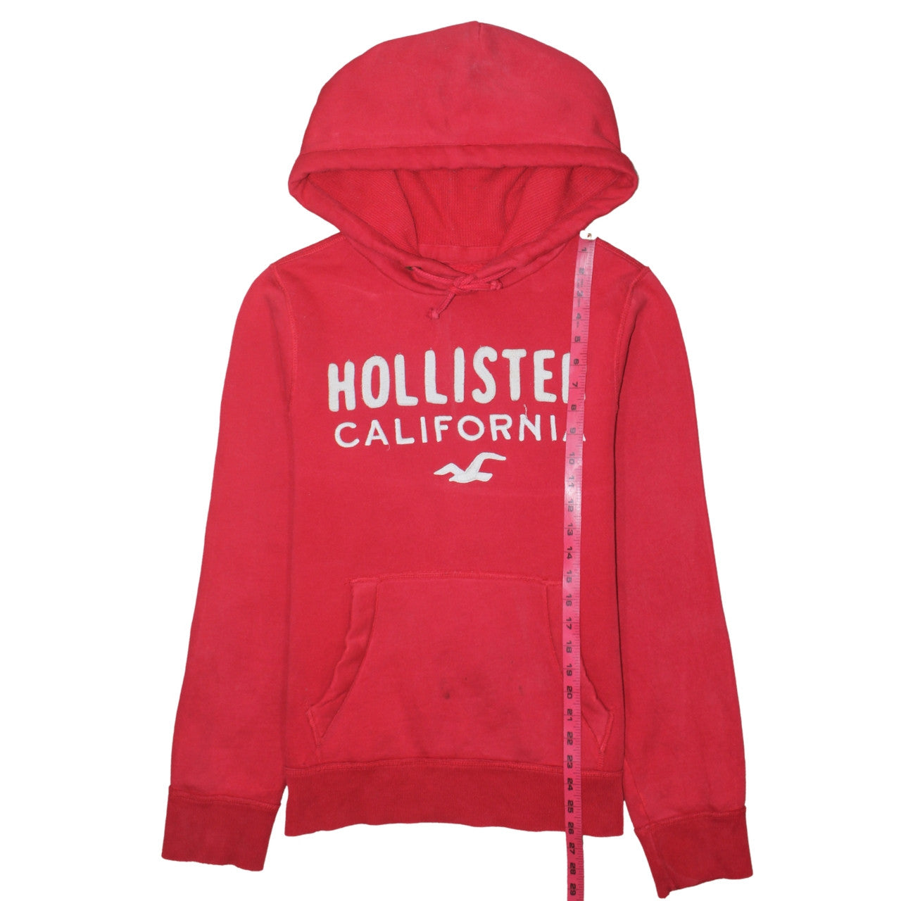 Hollister Men's Red Pullover Hoodie M Logo Graphic Cotton Fleece