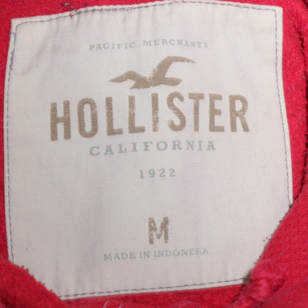 Hollister Men's Red Pullover Hoodie M Logo Graphic Cotton Fleece
