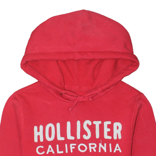 Hollister Men's Red Pullover Hoodie M Logo Graphic Cotton Fleece