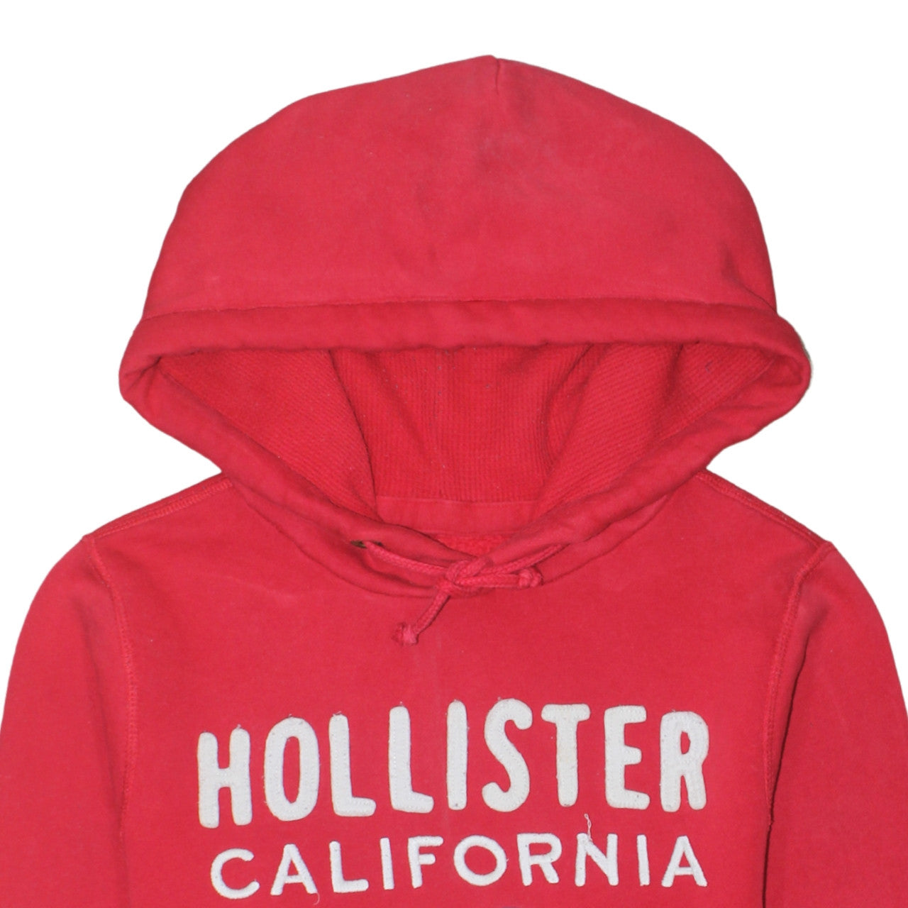 Hollister Men's Red Pullover Hoodie M Logo Graphic Cotton Fleece