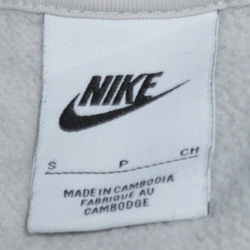 Nike Men's White Small Logo Pullover Sweatshirt Crew Neck Sportswear