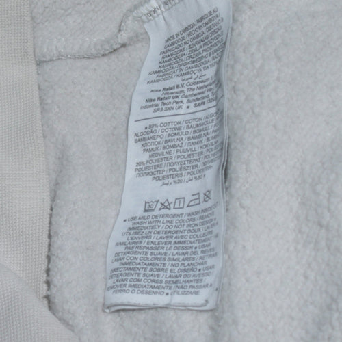 Nike Men's White Small Logo Pullover Sweatshirt Crew Neck Sportswear