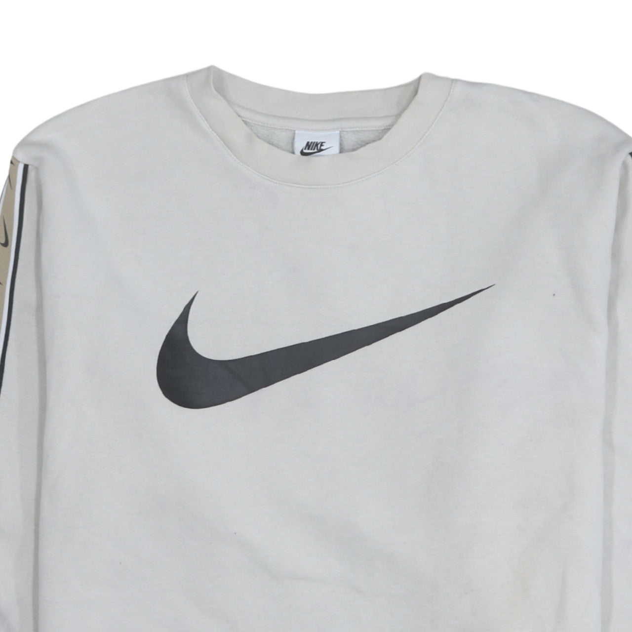 Nike Men's White Small Logo Pullover Sweatshirt Crew Neck Sportswear