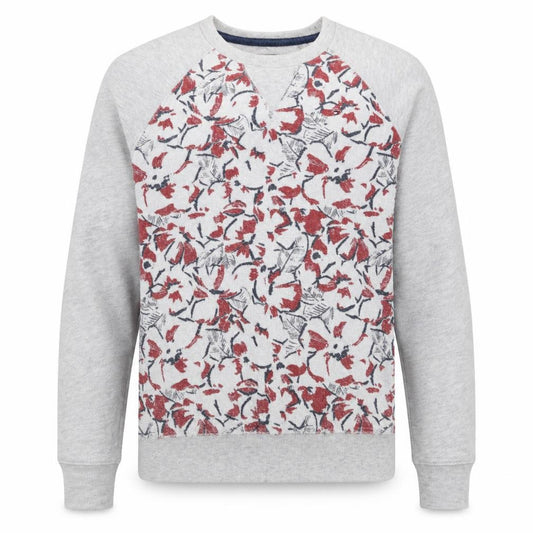 Front view of Tommy Hilfiger Men's Grey Floral Crew Neck Sweatshirt, size L