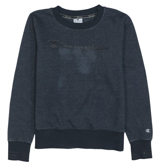 Champion Womens Navy Blue Small Pullover Sweatshirt Logo Crew Neck
