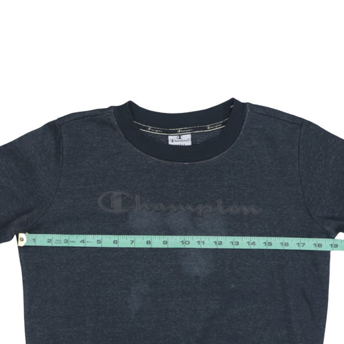 Champion Womens Navy Blue Small Pullover Sweatshirt Logo Crew Neck