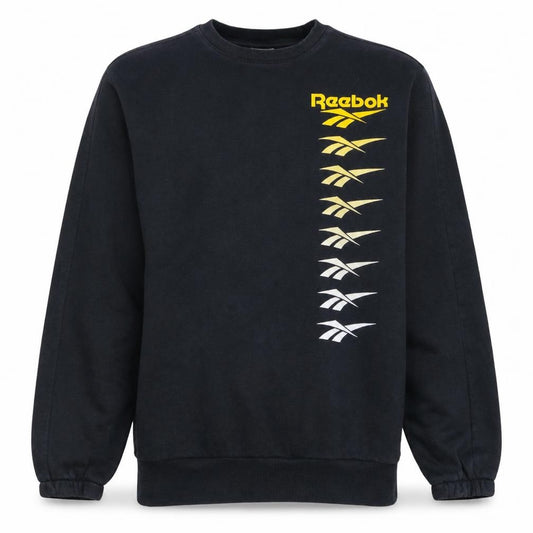 Front view of Reebok Men’s Black Graphic Logo Pullover Sweatshirt, size L