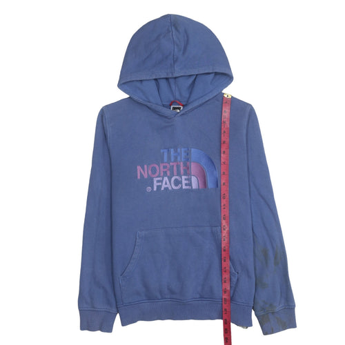 The North Face Girls Blue Pullover Hoodie L Youth Cotton Logo Jumper