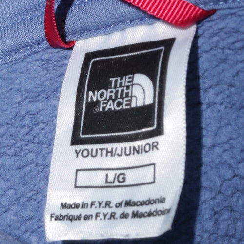 The North Face Girls Blue Pullover Hoodie L Youth Cotton Logo Jumper