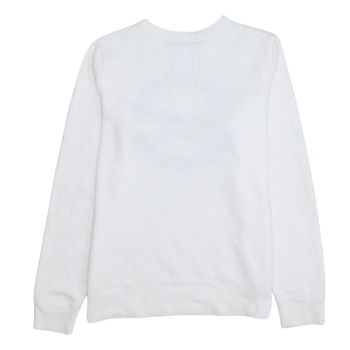 Hollister Men White Crew Neck Logo Pullover Sweatshirt S