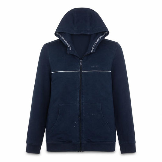 Front view of Hugo Boss women’s navy blue, size UK 14, full zip hoodie sweatshirt