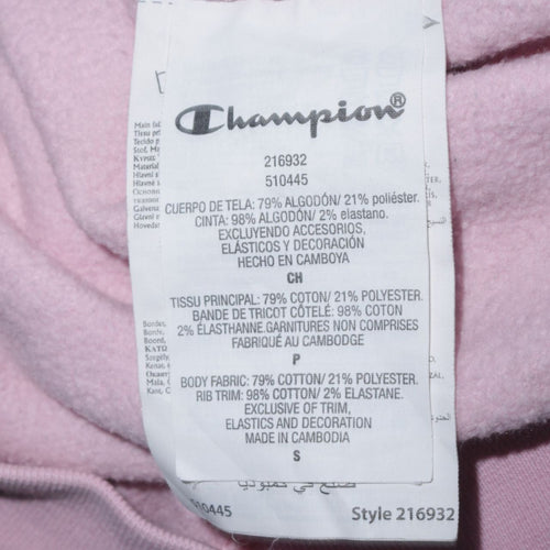 Champion Women's Pink Pullover Hoodie Small Cotton Blend Logo Sweatshirt