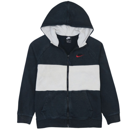 Nike Boys Black and White Full Zip Hoodie XL 158-170cm Logo Hooded Sweatshirt