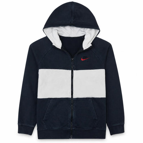Nike Boys Black and White Full Zip Hoodie XL 158-170cm Logo Hooded Sweatshirt
