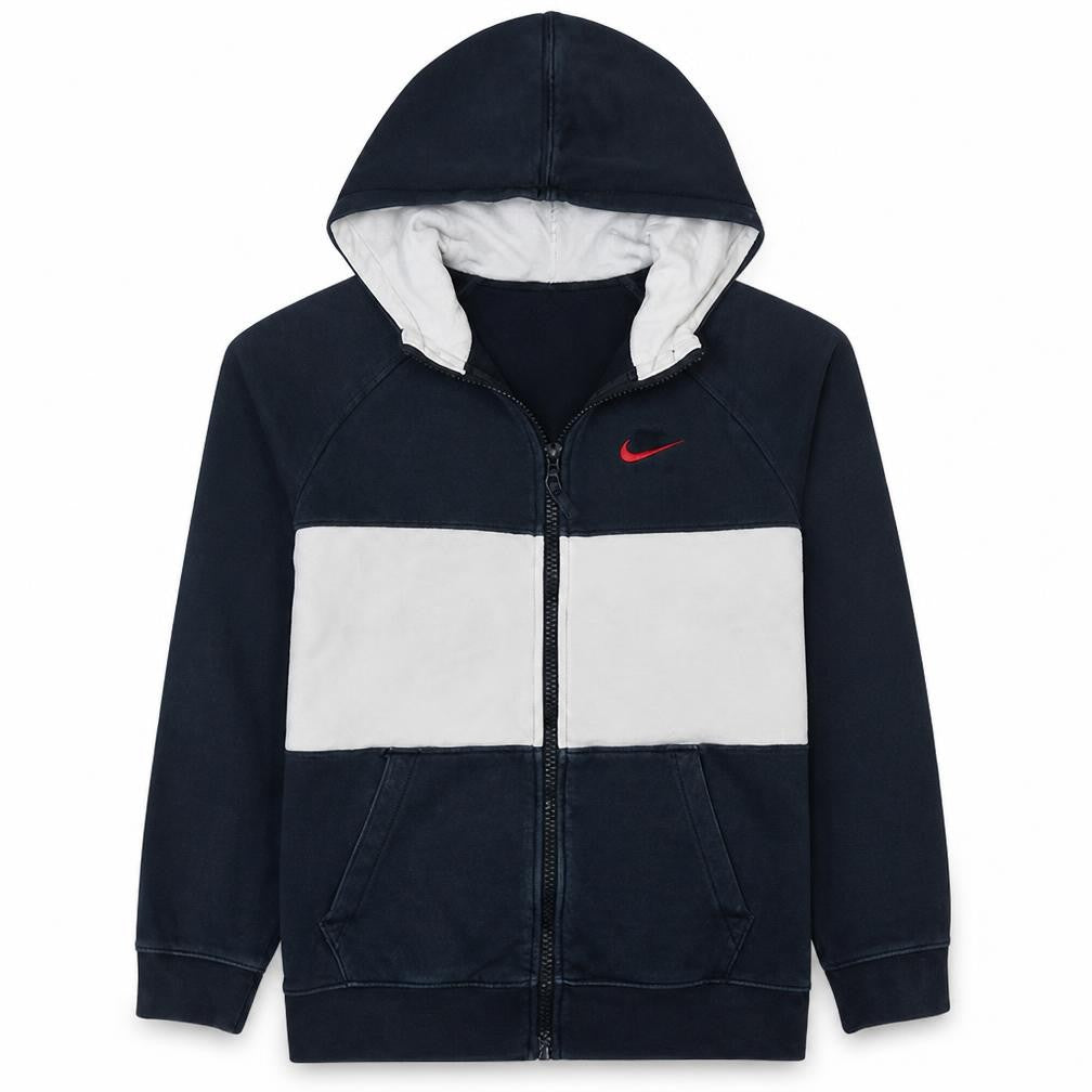 Nike Boys Black and White Full Zip Hoodie XL 158-170cm Logo Hooded Sweatshirt