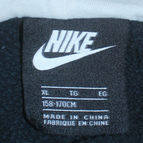 Nike Boys Black and White Full Zip Hoodie XL 158-170cm Logo Hooded Sweatshirt