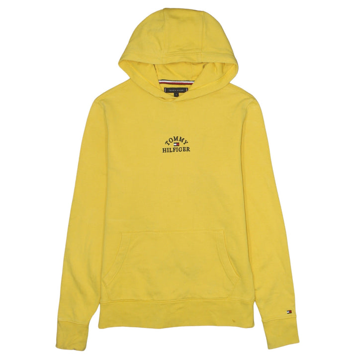 Tommy Hilfiger Men Yellow Small Pullover Hoodie Embroidered Logo