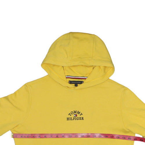 Tommy Hilfiger Men Yellow Small Pullover Hoodie Embroidered Logo