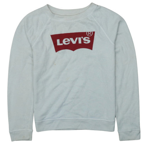 Levi's Men's White Small Crew Neck Logo Sweatshirt