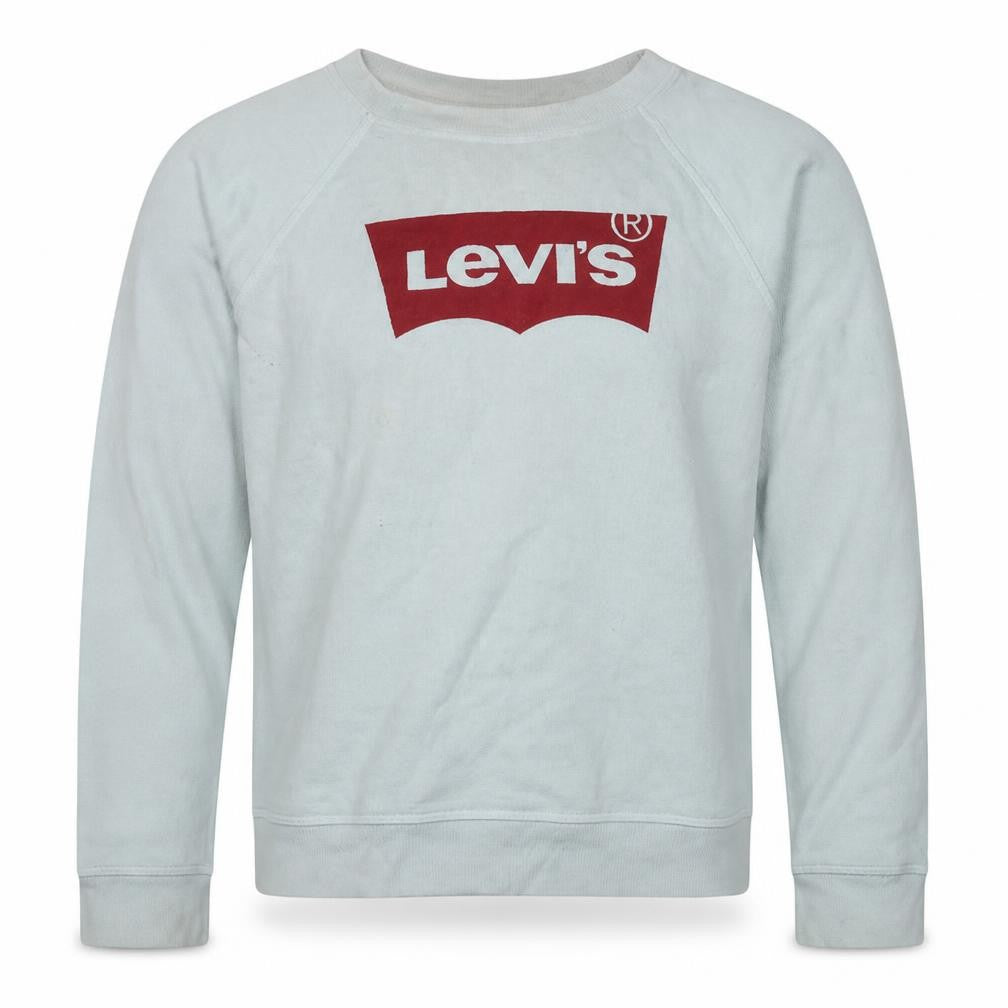 Front view of Levi's Men's White Small Crew Neck Logo Sweatshirt