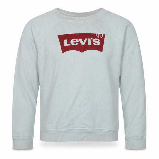Front view of Levi's Men's White Small Crew Neck Logo Sweatshirt