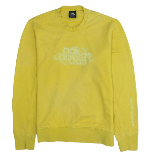 adidas Men's Yellow Pullover Sweatshirt M Graphic Logo Crew Neck