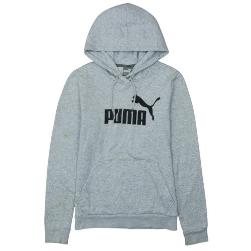 Puma Womens Grey Pullover Hoodie Size 12 Graphic Logo Casual