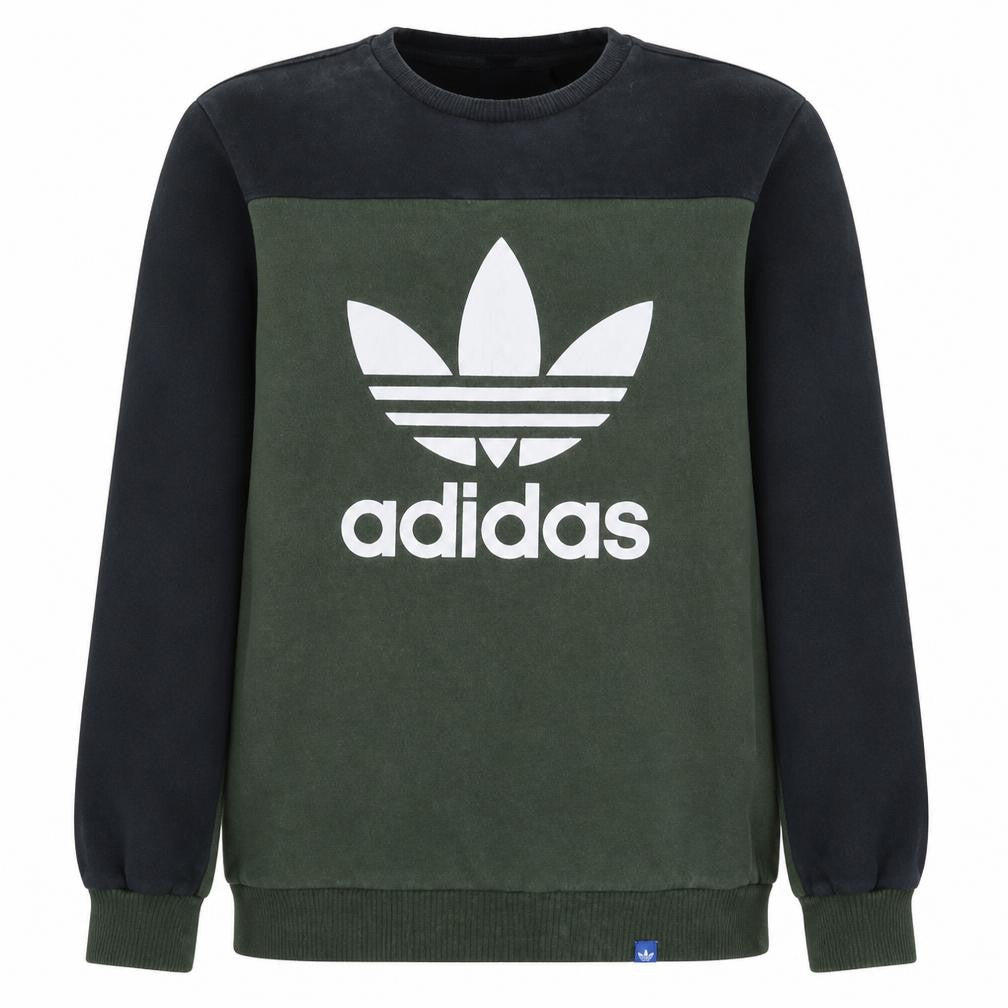 Front view of Adidas Men’s Green Crew Neck Logo Sweatshirt XS Regular Fit
