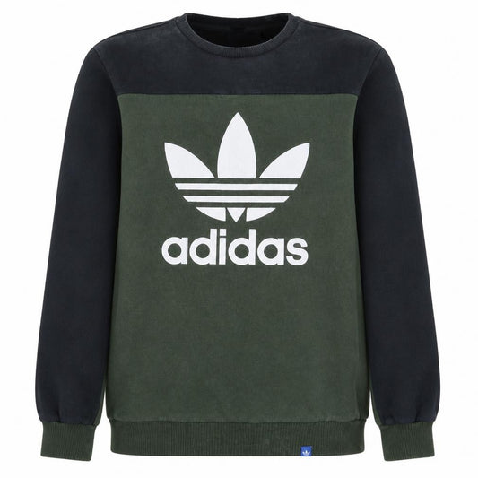 Front view of Adidas Men’s Green Crew Neck Logo Sweatshirt XS Regular Fit