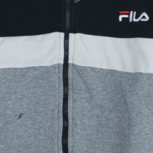 FILA Men's Grey Black Full Zip Hoodie Size M