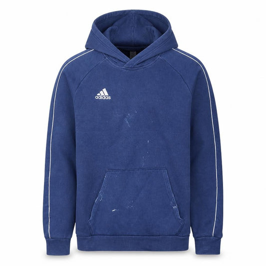 Front view of Adidas Men's Blue Pullover Hoodie, size M, Fleece Sportswear