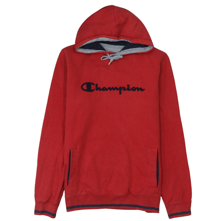 Champion Men's Red Pullover Hoodie L Logo Sports Fleece